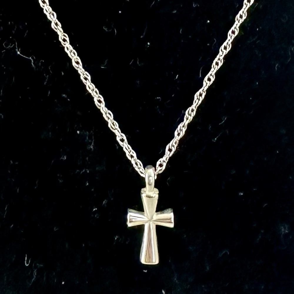 JAMES AVERY Sterling Silver Saint St. Teresa Cross Pendant Necklace; 16”